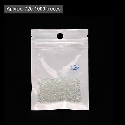 Iridescent Glass Tiny Bubble Beads, 2.5-3.0mm 10g No Hole Micro Mini Round White Transparent Water Droplets Beads - Applications: for Resin Filler, Nail Art, Dollhouse Bath Tub
