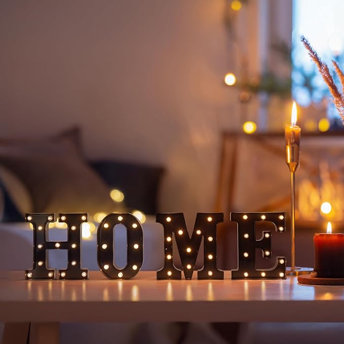 Foaky Black LED Letter Lights for Room Decor - Bedroom Wall Decor, Alphabet Lights for Home, Wedding, Party - Battery Operated （I）