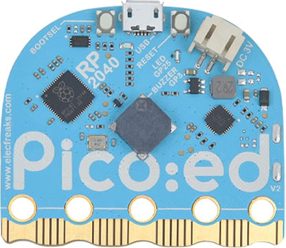 ELECFREAKS Pico:ed Development Board Based on Raspberry Pi RP2040 MCU, Picoed Python Microcontroller with 7 * 17 Dot-Matrix Screen Dual-core ARM Cortex M0+ Processor for Education Classroom Teaching
