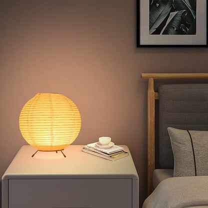 Battery Operated Lamp Bedside Table Lamp Paper and Chrome Standing Lamp Room Decoration Festival Lantern Light Nightstand Desk Lamp Bedroom Dresser Living Kids Room College Dorm Coffee