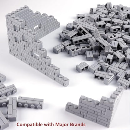 Classic Wall Bricks Bulk Accessories: 340 PCS Masonry Profile Building Block Parts and Pieces Sets(Light Gray)