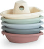 mushie Stackable Bath Boats Toy (Original) | Floating Bathtub Toys for Baby & Toddler, Set of 5 | Made in Denmark