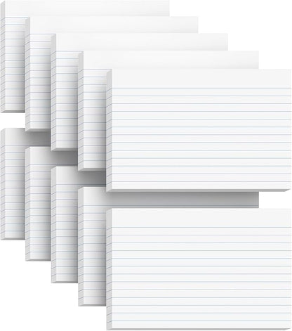 300 Count Index Cards 4x6 Flash Cards White Flashcards for Studying, Ruled 4x6 Index Cards, 10 Pack Notecards, Lined Index Card, Lined on Front, Blank on Back, 4 x 6 Card Stock Paper, White Card