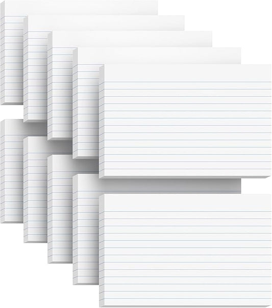 300 Count Index Cards 4x6 Flash Cards White Flashcards for Studying, Ruled 4x6 Index Cards, 10 Pack Notecards, Lined Index Card, Lined on Front, Blank on Back, 4 x 6 Card Stock Paper, White Card