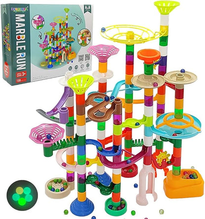 Marble Run for Kids Ages 3-4 5-8 150pcs Sturdy Building Toys Kids Games Marbles Run Track Amazing Fun Boys Girls Gifts (Standard)