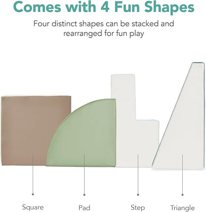 Best Choice Products 4-Piece Kids Climb & Crawl Soft Foam Block Activity Play Structures for Child Development, Color Coordination, Motor Skills - Earth Tone