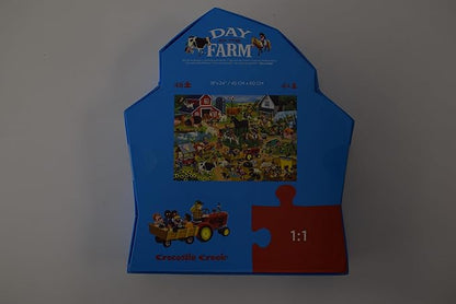 Crocodile Creek 48-Piece Jigsaw Floor Puzzle - Fun Floor Puzzles for Kids Ages 4-8 - Heavy-Duty Shaped Box for Storage - Day at The Farm - 18 x 24 inches Finished