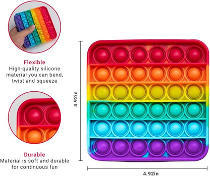THE FIDGET GAME Popping Mats (4 Pack) - Sensory Toys for Kids with Autism, Stress or Anxiety - Rainbow Popper for Toddlers, Boys, Girls, & Adults
