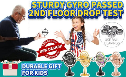 DjuiinoStar Premium Gyroscope: Sturdy&Durable, Pass 2nd Floor Drop Test, Long Spin Time (Play Tricks at Ease, Use Ball Bearings), Educational Physics Anti-Gravity Toy DG-5B