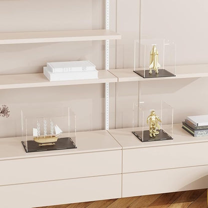SVENJBB Large Display Case for Display, 16x13x4 Inch Acrylic Box for Book and Map, Clear Acrylic Display Cases with Matte Black Base for Collection Protection and Storage