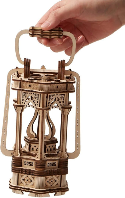 3D Wooden Puzzles for Adults 145pcs LED Light Vintage Lantern DIY Wooden Assembly Kit for Teens Home Decor