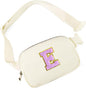 Gitus Gifts for 8 9 10 11 12 Year Old Girls Belt Bag Fanny Pack Crossbody Bags with Initial Letter Patch Cute Stuff Birthday Gifts for Teen Girls Women Personalized Trend Stuff (Ivory-E)