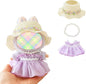Clothes for Dolls Accessories, Outfit Set 3 Pieces Gauze Dress for 15cm 17cm Doll (No Doll), Romantic Hat Skirt Doll Clothing Set Replacement Purple