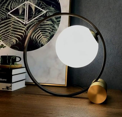 KCO Lighting Mid Century Modern Nightstand Lamp Black Metal Table Globe Desk Round Nightstand Large Glass Table Lamps for Living Room Bedside Office