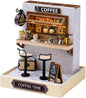 TuKIIE DIY Miniature Dollhouse Kit with Furniture, 1:24 Scale Creative Room Mini Wooden Doll House Plus Dust Proof for Kids Teens Adults(Coffee Time)