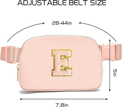 Gitus Gifts for 8 9 10 11 12 Year Old Girls Belt Bag Fanny Pack Crossbody Bags with Initial Letter Patch Cute Stuff Birthday Gifts for Teen Girls Women Personalized Trend Stuff (Coral Pink-E)