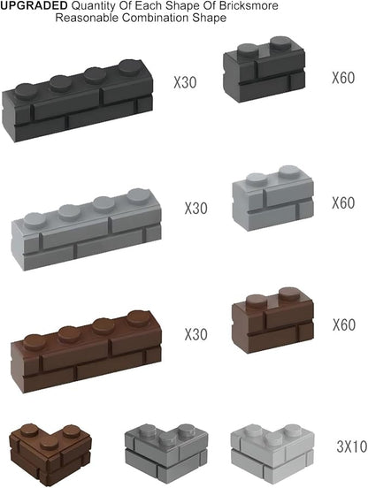 Classic Building Bricks, Three Colors 300 Pcs Masonry Profile Bricks, Wall Bricks Blocks, 1X2, 1X4, Brick Corner Compatible with Lego Parts and Pieces (300 Pcs)