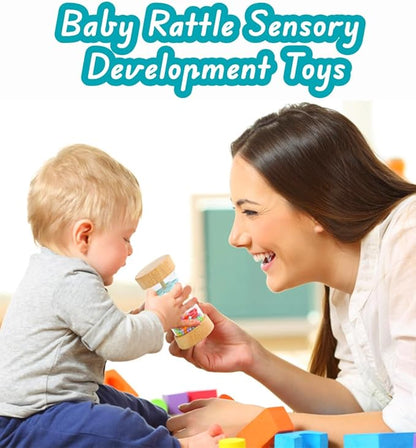 Oneshow Rain Sticks for Kids, Wooden Rainmaker Montessori Toys for Baby 6-12 Months, Baby Rattle Sensory Development Musical Instruments Toys for 1 Year Old Toddler Kids, Rain Maker 2 Pack