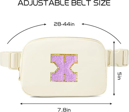 Gitus Gifts for 8 9 10 11 12 Year Old Girls Belt Bag Fanny Pack Crossbody Bags with Initial Letter Patch Cute Stuff Birthday Gifts for Teen Girls Women Personalized Trend Stuff (Ivory-X)