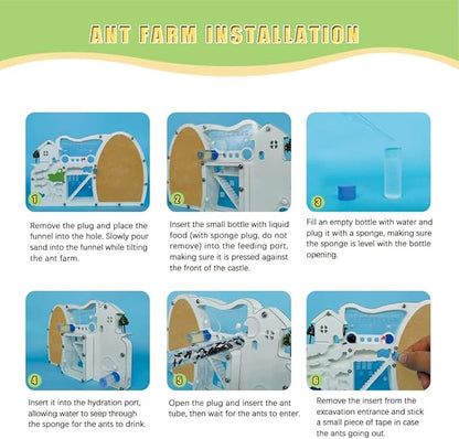 Ant Farm Castle, Sand Ant Colony Observation Kit, Ant Viewing Habitat Science Kit, Educational & Learning Science Kit for Kids, Adults, Student (Yellow)