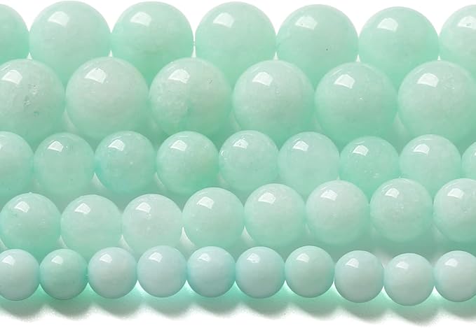 75PCS 10MM Natural Stone Amazonite Chalcedony Loose Beads for Jewelry Making DIY Bracelet Necklace 2 Strands