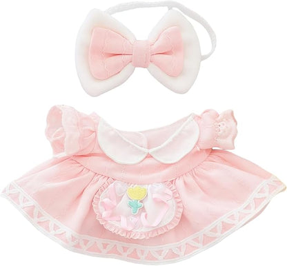 17cm Doll Clothes Set, 2 Pieces Dress Skirt Outfit Set for 6.7inch Doll Suit, Cute Fashion Bowknot Clothes Accessories for 1st/2nd/3rd Gen Dolls Play & Display Pink