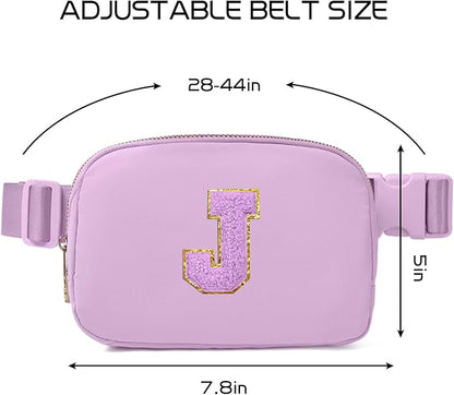 Gitus Gifts for 8 9 10 11 12 Year Old Girls Belt Bag Fanny Pack Crossbody Bags with Initial Letter Patch Cute Stuff Birthday Gifts for Teen Girls Women Personalized Trend Stuff (Lavender-J)
