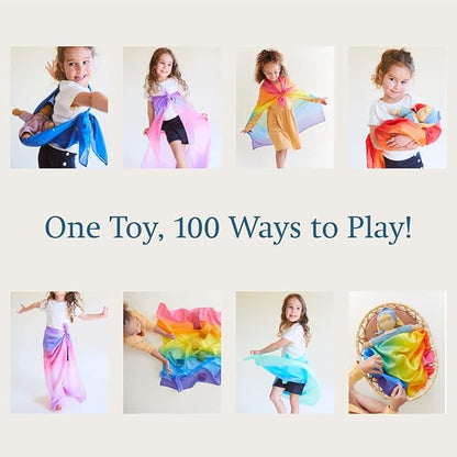 Sarah's Silks Enchanted Playsilk, 100% Silk Scarves for Kids and Toddlers, Sensory Toys | Bright Square Scarves, Montessori Waldorf Toys for Imaginative and Pretend Play - Blossom