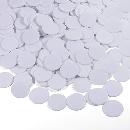 Coopay 1-1/5 inch Plastic Learning Counters Disks Bingo Chip Counting Discs Markers for Math Practice and Poker Chips Game Tokens, 200 Pieces(White)