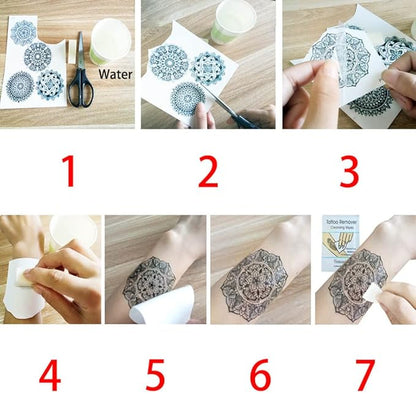 52 Watercolor Temporary Tattoos for Women Adults - Realistic 3D Floral Butterfly Phoenix Mandala Fake Tattoos Set, Waterproof Long Lasting Body Sticker for Parties Weddings (12 Large Tattoos Included)