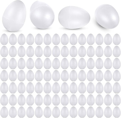 Yeshone 100 Pieces Egg Shakers Musical Instruments Percussion Maracas Egg for Kids Toys Plastic Easter Shaker for Learning DIY Painting, Classroom Music, Rhythm(White)