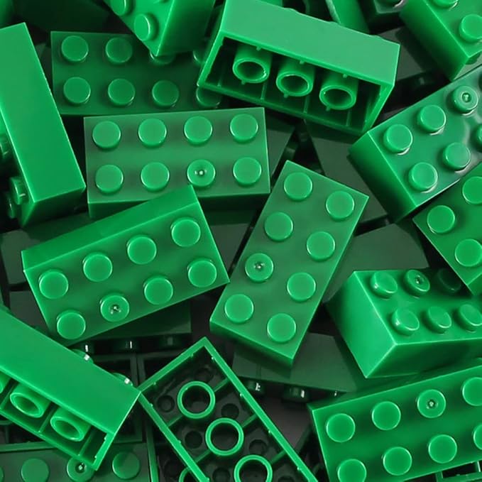 Feleph 100pcs 2x4 Bricks Green Building Classic Pieces Parts Creative Play Blocks Set Toy Accessories Combine with 3001 Major Brick Brands