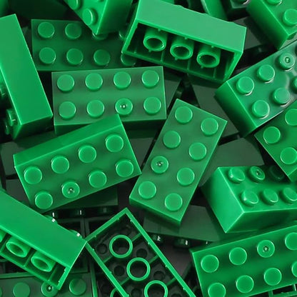 Feleph 100pcs 2x4 Bricks Green Building Classic Pieces Parts Creative Play Blocks Set Toy Accessories Combine with 3001 Major Brick Brands