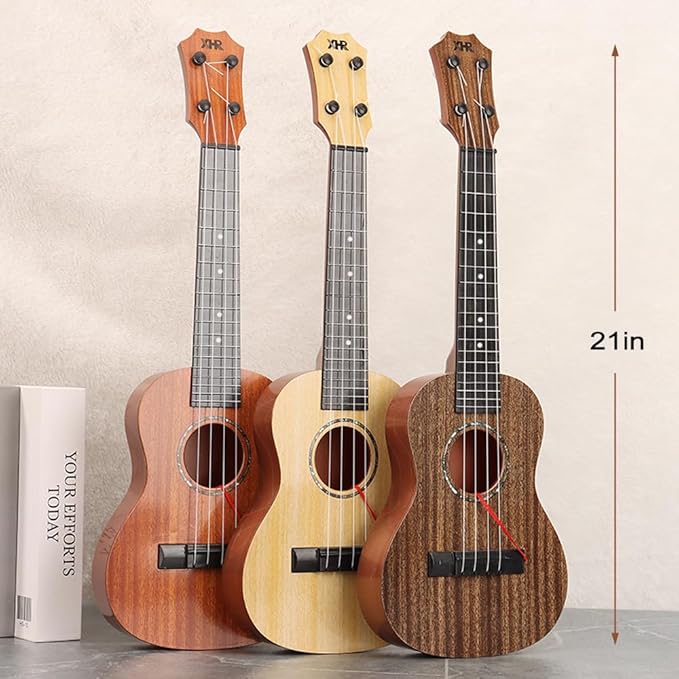 Raimy Kids Ukulele Guitar - 21inch 4 Strings Guitar Children Musical Instruments Educational Toys with Picks for Toddler Kids Boys Girls Beginner (Brown)