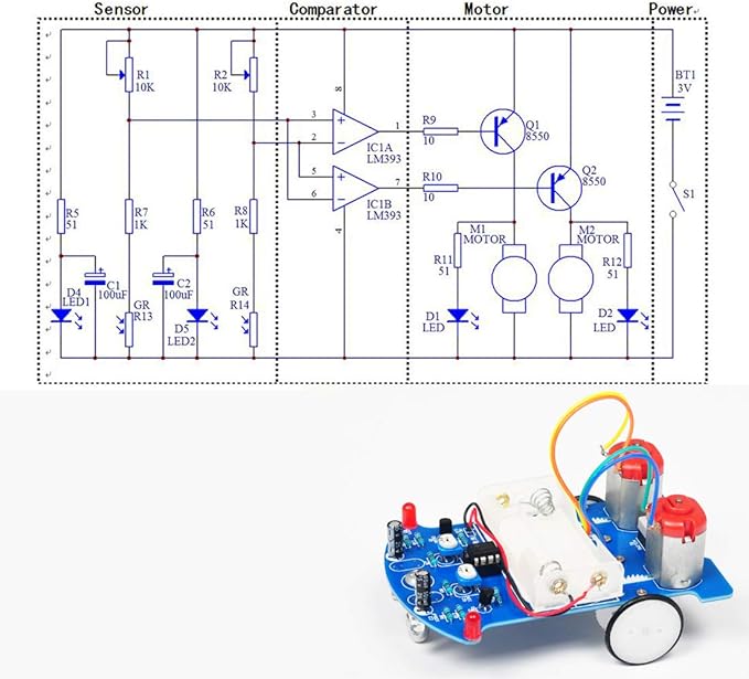 5 Pack D2-5 Smart Car Kit Soldering Project Line Following Robot for Fun Educational Electronic Learning Practicing with English Manual by VOGURTIME