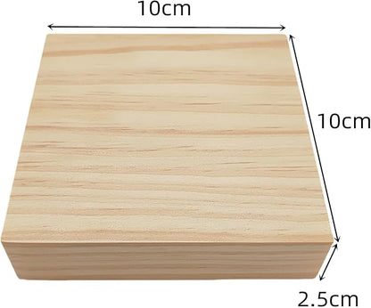 12PCS Unfinished Wood Square Blocks for Crafts, 4x4x1in Blank Wooden Squares Pine Wood Boards for Wood Carving,DIY Wood Coasters,Painting & Burning