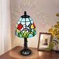 Tiffany Style mini Table Lamp-Stained Glass Hummingbird with Tulip Design Table or Desk Light LED Bulb Included-Vintage Look Colorful Accent Decor