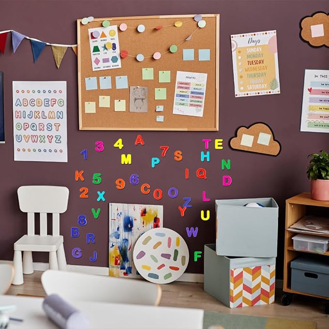 Alphabet Letters & Numbers - 36 Piece Reusable Window Stickers Gels & Decals - Full Alphabet and Numbers - Puffy Sticker Activities for Classroom, Teacher Essentials, Nursery