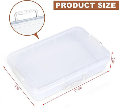 Plastic Activity Tray with lid for Slime, Beads, Sand and Sensory Toys – 15 Inches (White & Clear)