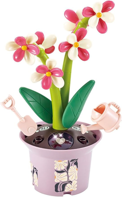 Musical Sunflower Piano Game Machine, Interactive Building Blocks Toy with Watering Can (Orchid)