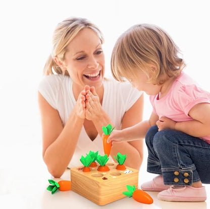 Montessoritoys for 1 Year Old, Wooden Toys Developmental Shape Sorting & Matching Puzzle Carrots Harvest Game, Birthday Gifts for Toddlers Babies Boys and Girls 6-12 Months Christmas