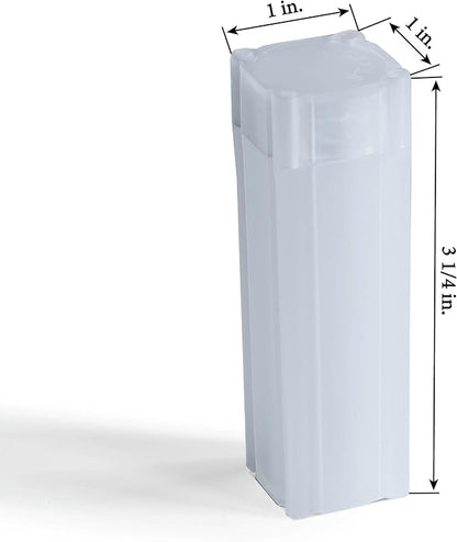 LIGHTHOUSE - Square Coin Tubes - Convenient Push Top, Virtually Unbreakable, Acid Free and Archival Quality - Coin Tubes for US Nickels, 10 Pack