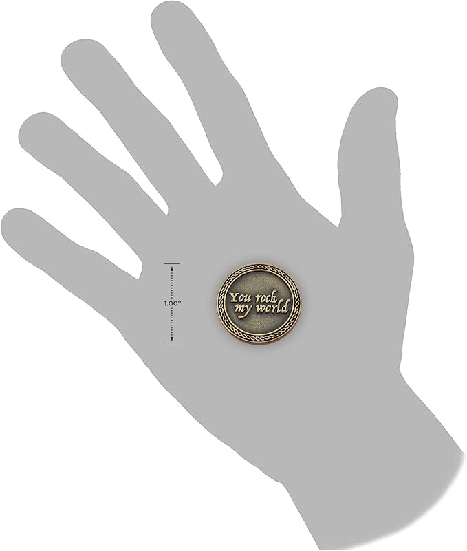 Romantic Love Expression Antique Gold Plated Pocket Coin for Date Night, You Rock My World, & Make My Heart Skip a Beat, Love Gift for Men & Women, from Him or Her