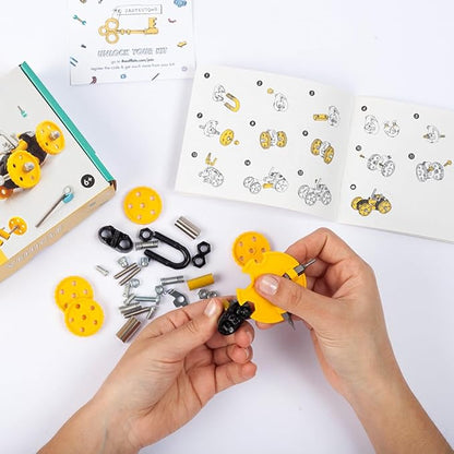 The Off Bits Building Toy - Yellow Vehicle Kit BlazeBit - Building & Construction Toy Tool Set for Kids Including Guide Book - Build-it-Yourself, Gift Ideas for Kids Boys & Girls