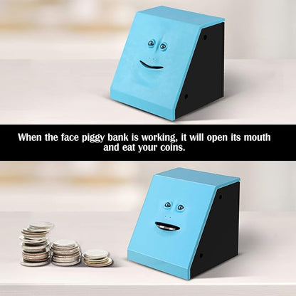 Coin Eating Saving Bank, Face Coin Bank Battery Operated Novelty Monkey Money Saving Box Piggy Bank for 3 Years+ Kids Boys Girls Adults Christmas Birthday New Year's Day Gift