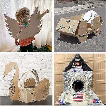 Makedo Discover | 126 Piece Cardboard Construction Toolbox for 1-5 Makers | STEM and STEAM Educational Toys for Kids | at Home Play + Classroom Learning | Reusable Tools for Boys and Girls Age 5+
