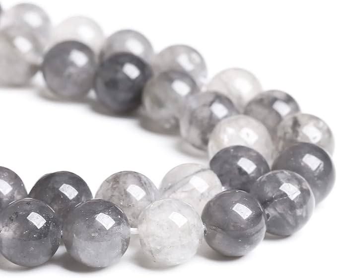 8MM 45PCS Natural Stone Cloudy Quartz Crystal Beads for Jewelry Making DIY Bracelet 1 Strand