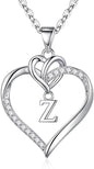 STORUP Heart Initial Necklaces for Women Girls, 14K Gold Plated Cubic Zirconia Heart Initial A-Z Pendant Necklace Dainty Heart Necklaces for Women Teen Girl Jewelry Birthday Gifts