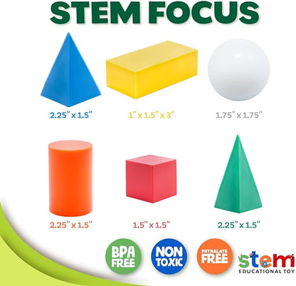 Skoolzy 7 Pcs 3D Shapes for Teaching and Math Manipulatives - Geometric Shapes and Geometric Solids, Math Teacher Supplies, Shapes for Math Manipulatives Kindergarten, 3D Shapes for Geometry Games