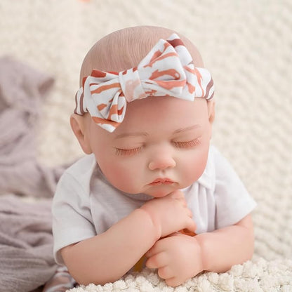 Jirachi Lifelike Reborn Baby Dolls, 18-Inch Adorable Real Life Full Body Vinyl Sleeping Baby Girl, Cute Realiatic Reborn Baby with Feeding Kits